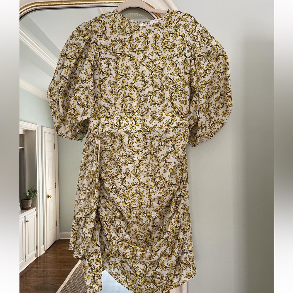 RHODE Pia Yellow Floral Cotton Mini Dress
